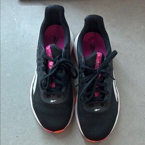 Reebok Black and Pink Athletic Shoes Mesh Design